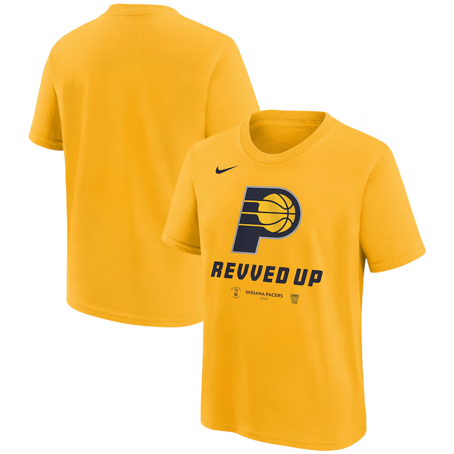 Men 2024 NBA Indiana Pacers yellow Tshirts->nba t-shirts->Sports Accessory